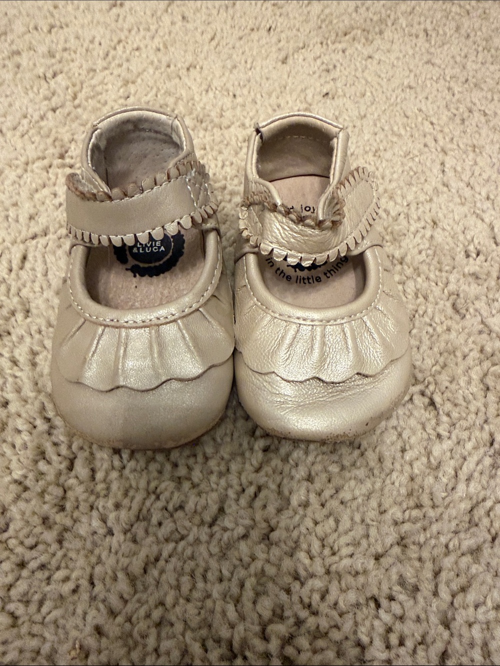 Livie & Luca Metallic Creamy Gold Ruffle Mary Janes